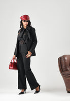 VICOLO Pantaloni  palazzo neri per donna con gamba larga, tasche alla francese e piega stirata. TAC0420 A99 VICOLO 