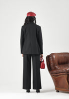 VICOLO Pantaloni  palazzo neri per donna con gamba larga, tasche alla francese e piega stirata. TAC0420 A99 VICOLO 