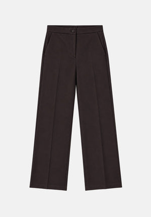 VICOLO Pantalone a palazzo marrone per donna con gamba larga, tasche alla francese e piega stirata. TAC0420 ACU69 VICOLO 