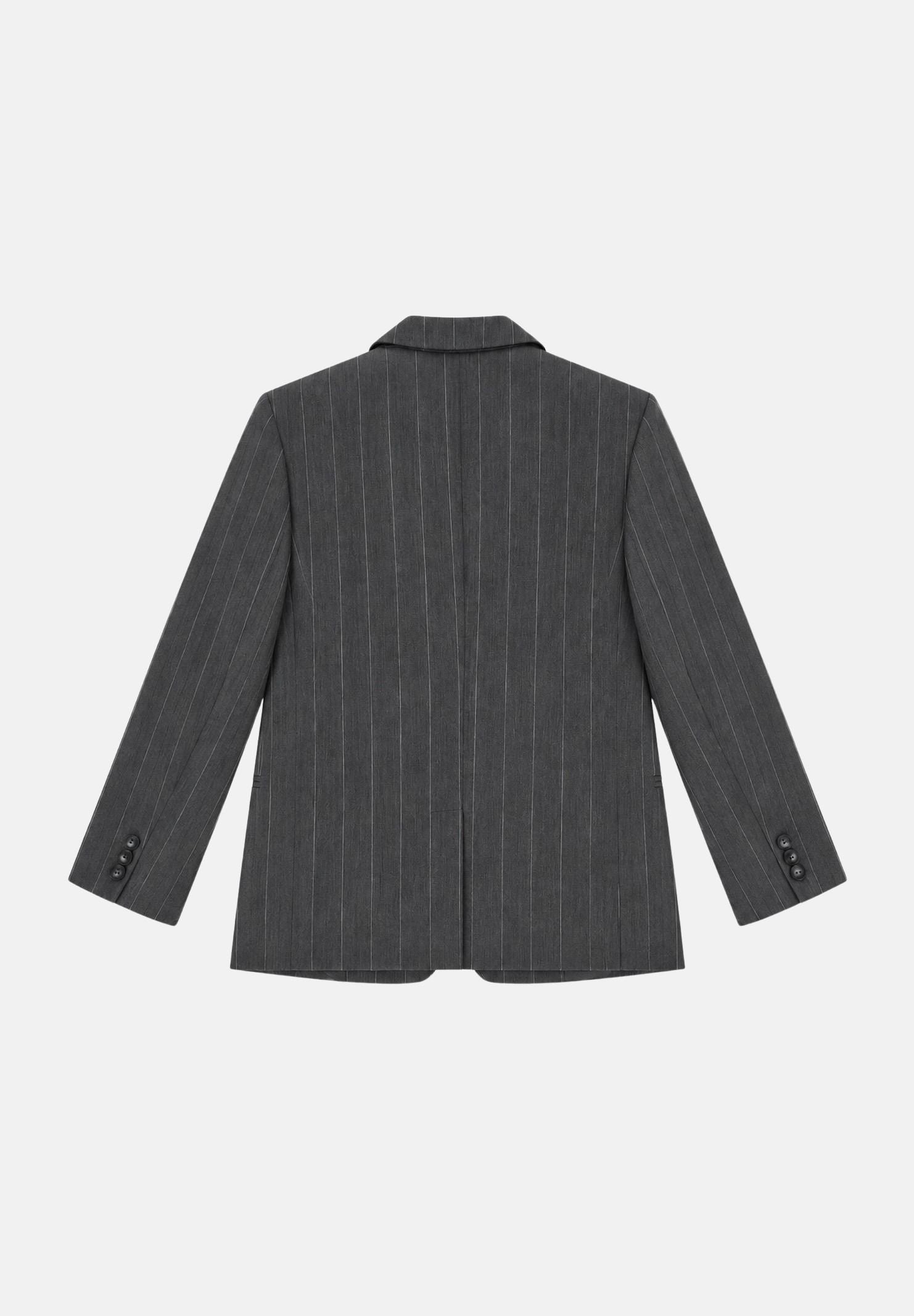 VICOLO Giacca monopetto grigio antracite per donna con motivo gessato e linea sartoriale. TAC0421 ACFANT VICOLO 