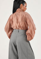 VICOLO Blusa  rosa cipria da donna con nodo e maniche a palloncino TAC0429 ACU30 VICOLO 