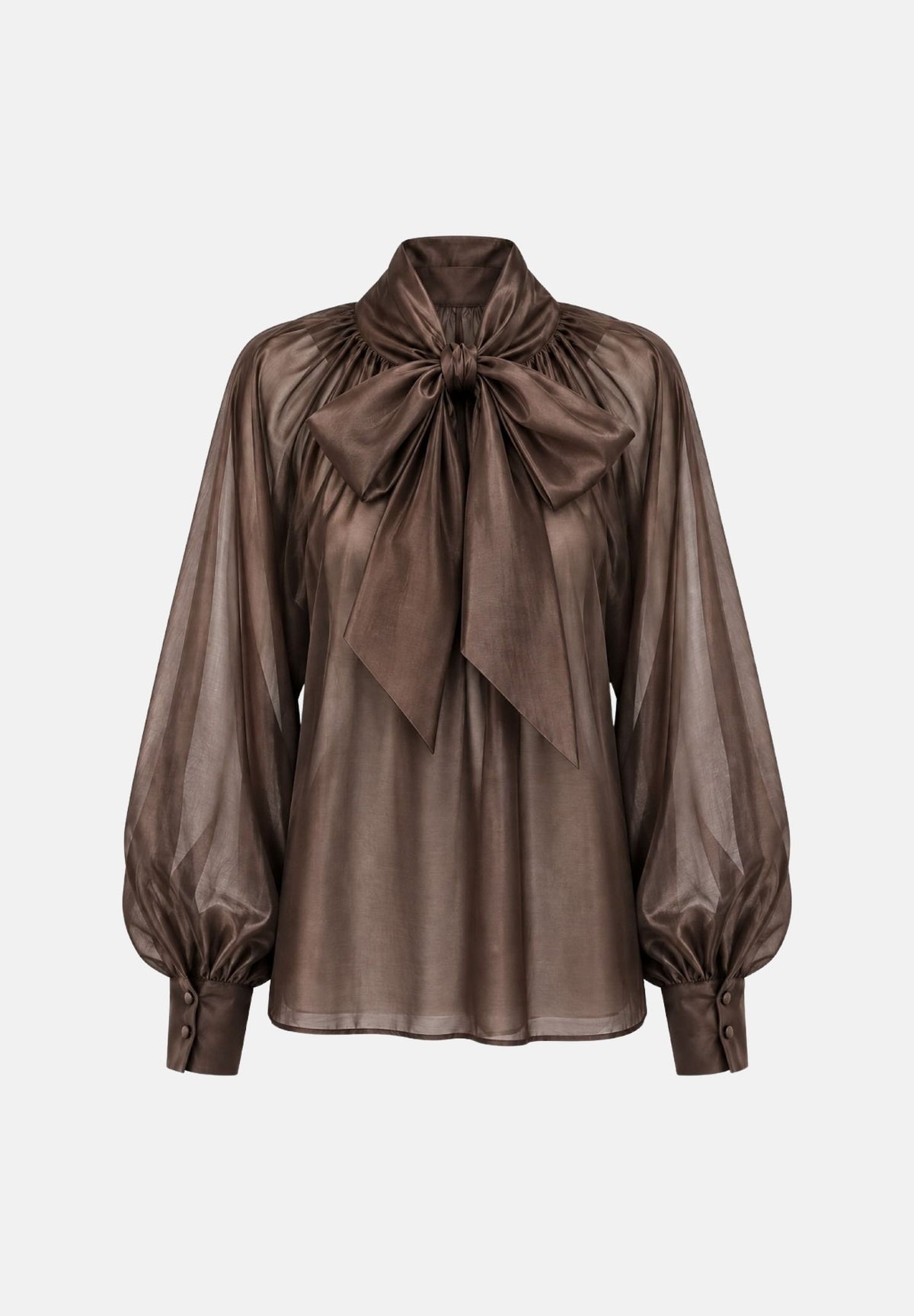 VICOLO Blusa moro marrone da donna con nodo drappeggiato e maniche a palloncino TAC0429 ACU68 VICOLO 