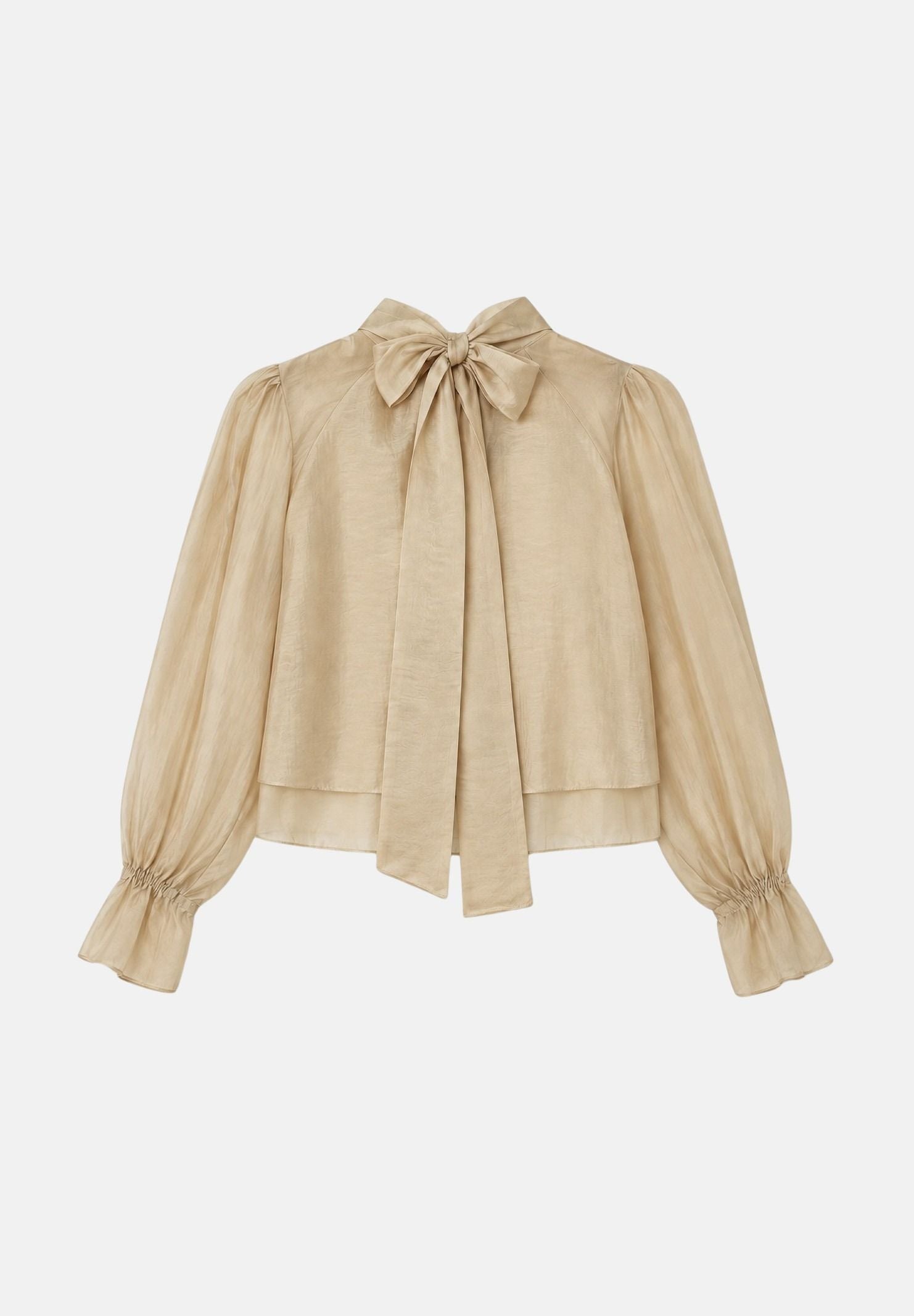 VICOLO Camicia manica lunga vaniglia da donna con collo da annodare e fiocco TAC0430 ACU04 VICOLO 