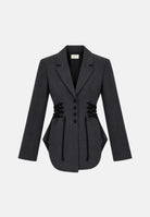 VICOLO Giacca corsetto antracite per donna con revers, chiusura monopetto e lacci laterali regolabili. TAC0436 A195 VICOLO 