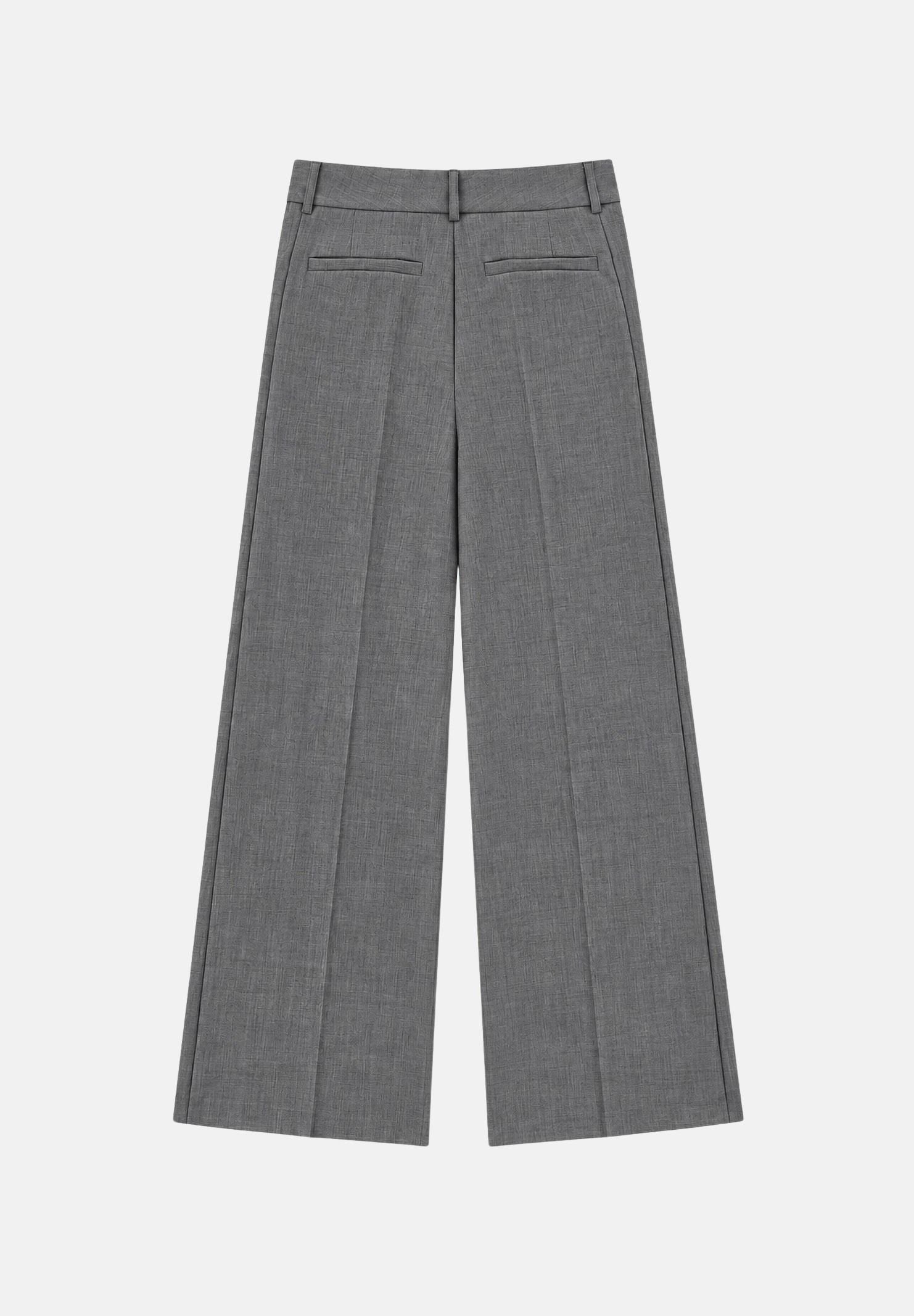 VICOLO Pantaloni palazzo grigi da donna con gamba ampia, vita alta e tasche laterali alla francese. TAC0438 A193 VICOLO 