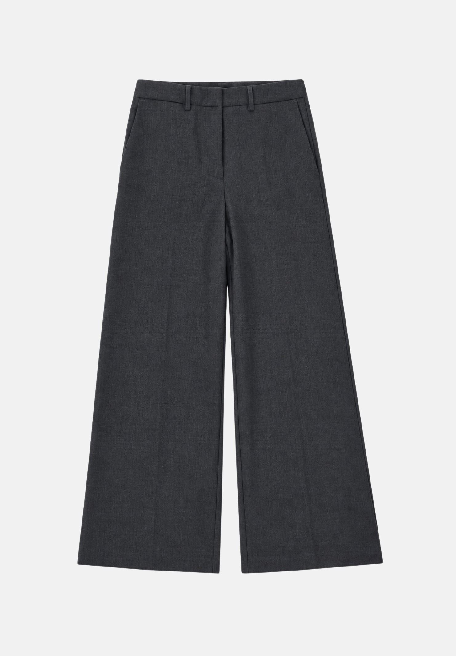 VICOLO Pantaloni palazzo antracite per donna con gamba ampia, vita alta e linea sartoriale. TAC0439 A195 VICOLO 