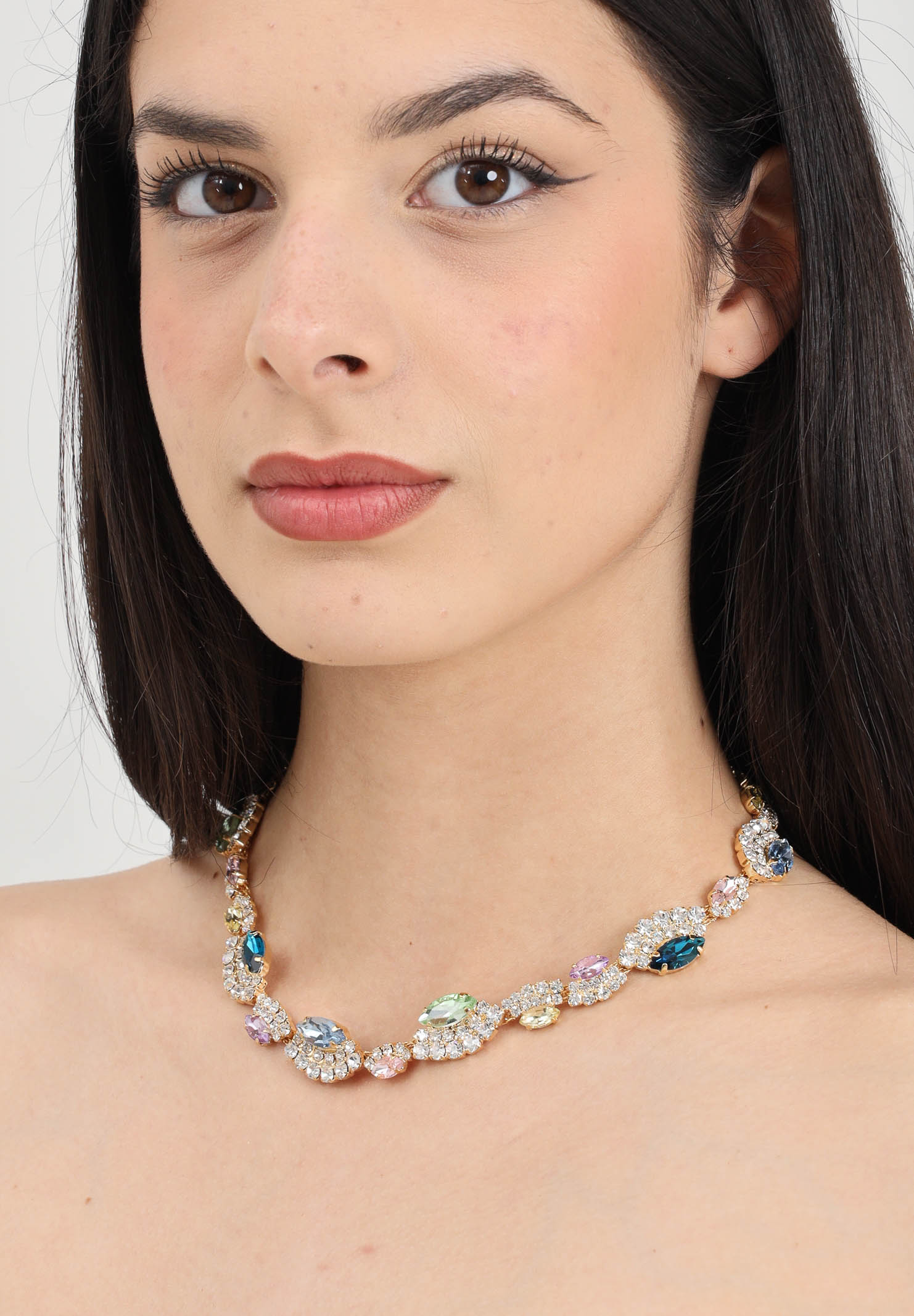 DIAMOND Collana oro da donna rivestita da pietre colorate 3115 ORO DIAMOND 