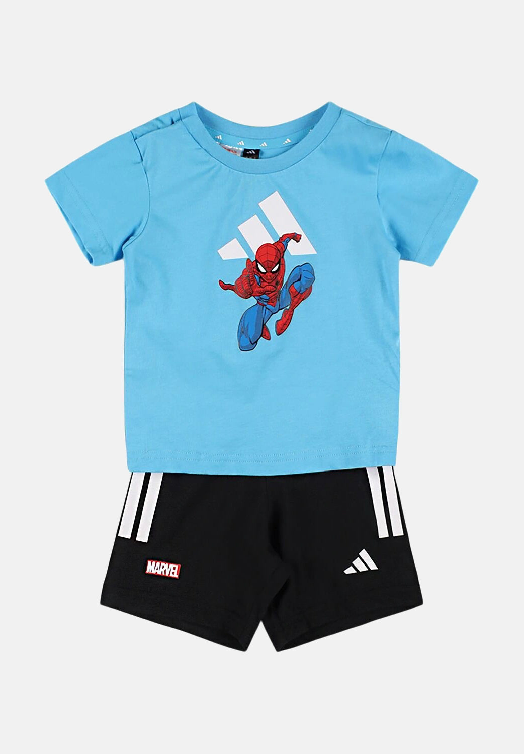 ADIDAS PERFORMANCE Completino ADIDAS MARVEL SPIDER-MAN azzurro e nero da neonato JC6159 . ADIDAS PERFORMANCE 