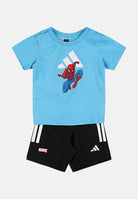 ADIDAS PERFORMANCE Completino ADIDAS MARVEL SPIDER-MAN azzurro e nero da neonato JC6159 . ADIDAS PERFORMANCE 