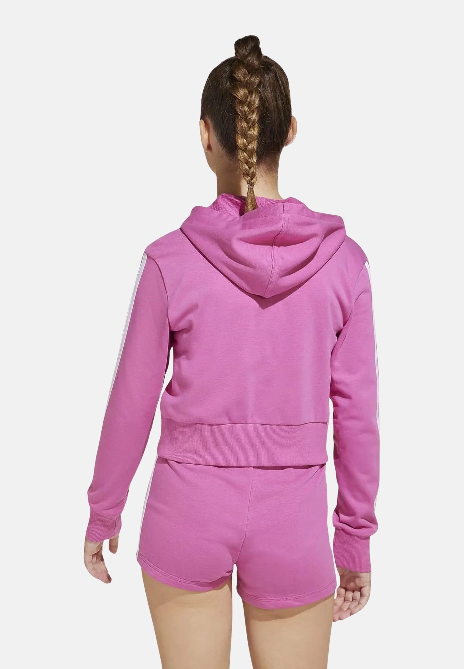 ADIDAS PERFORMANCE Felpa con zip Essentials 3-Stripes French Terry fucsia da bambina JD8165 . ADIDAS PERFORMANCE 