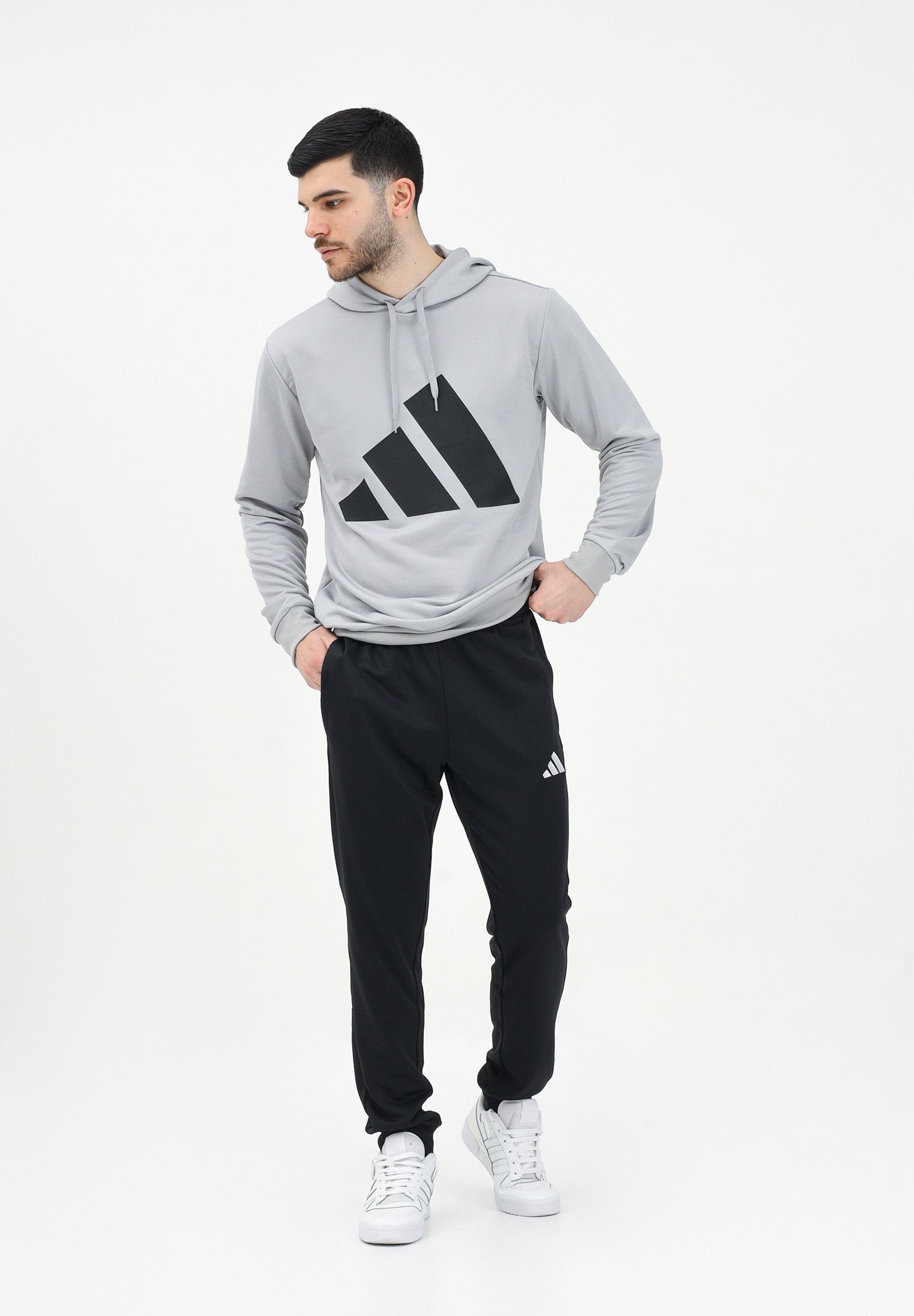 ADIDAS PERFORMANCE Tuta Sportswear Big Logo French Terry nera e grigia da uomo JI8870 . ADIDAS PERFORMANCE 