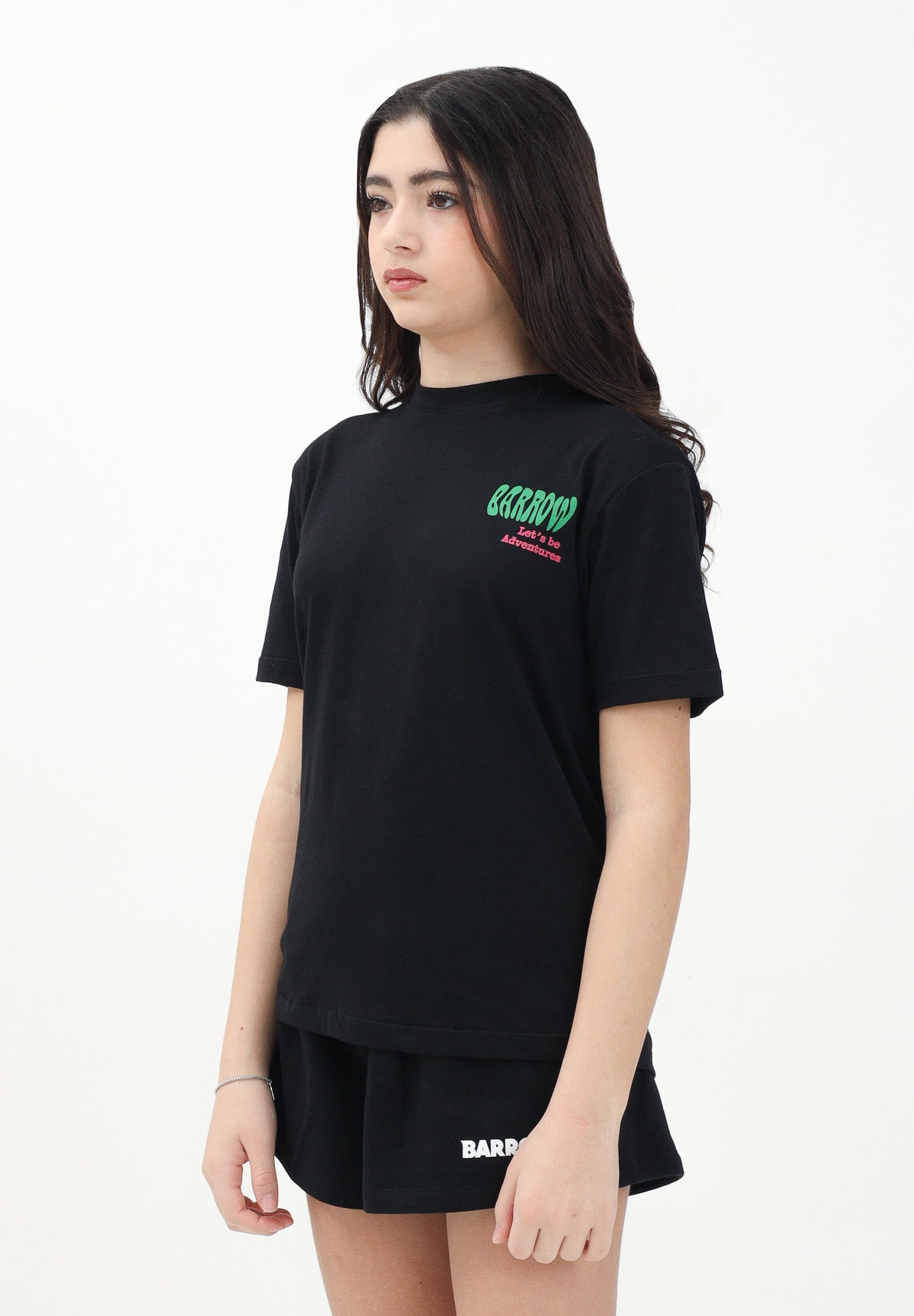 BARROW T-shirt a manica corta nera per donna e bambina con logo sul retro S5BKJGTH169 110 BARROW 