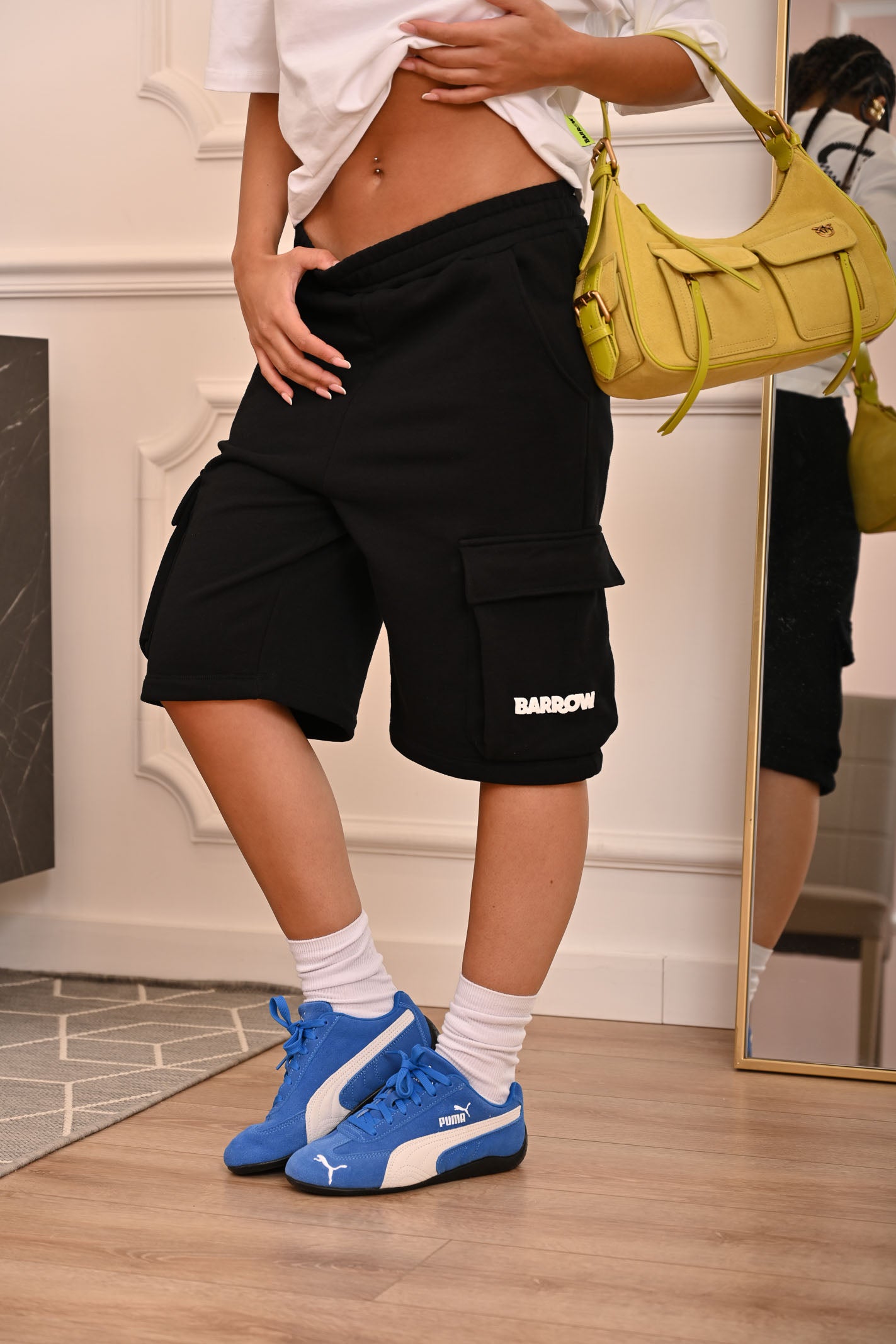 BARROW Shorts sportivo nero per donna, ragazzi e bambini con stampa logo S5BKJUBE084 110 BARROW 