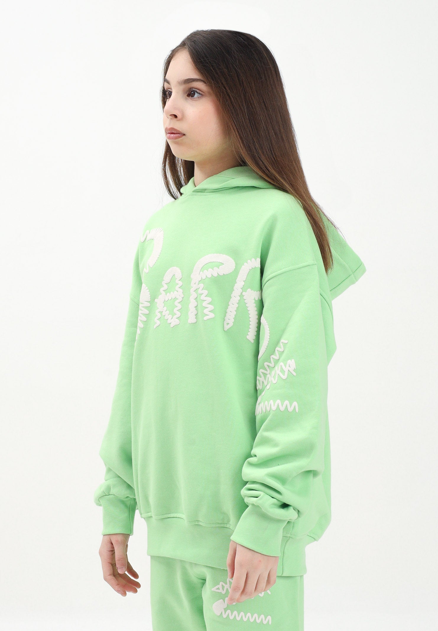 BARROW Felpa con cappuccio verde per donna, ragazzi e bambini con ricamo logo S5BKJUHS037 081 BARROW 