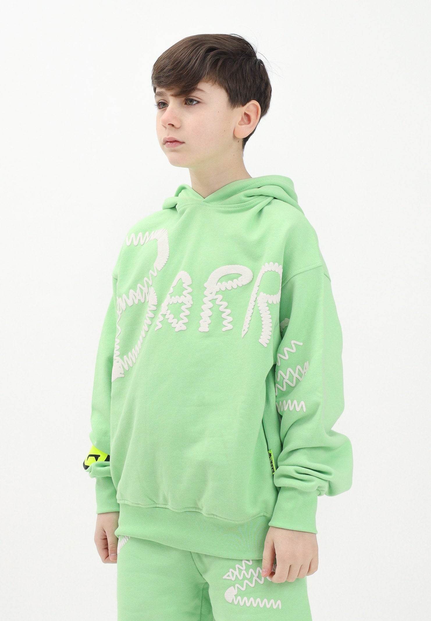 BARROW Felpa con cappuccio verde per donna, ragazzi e bambini con ricamo logo S5BKJUHS037 081 BARROW 