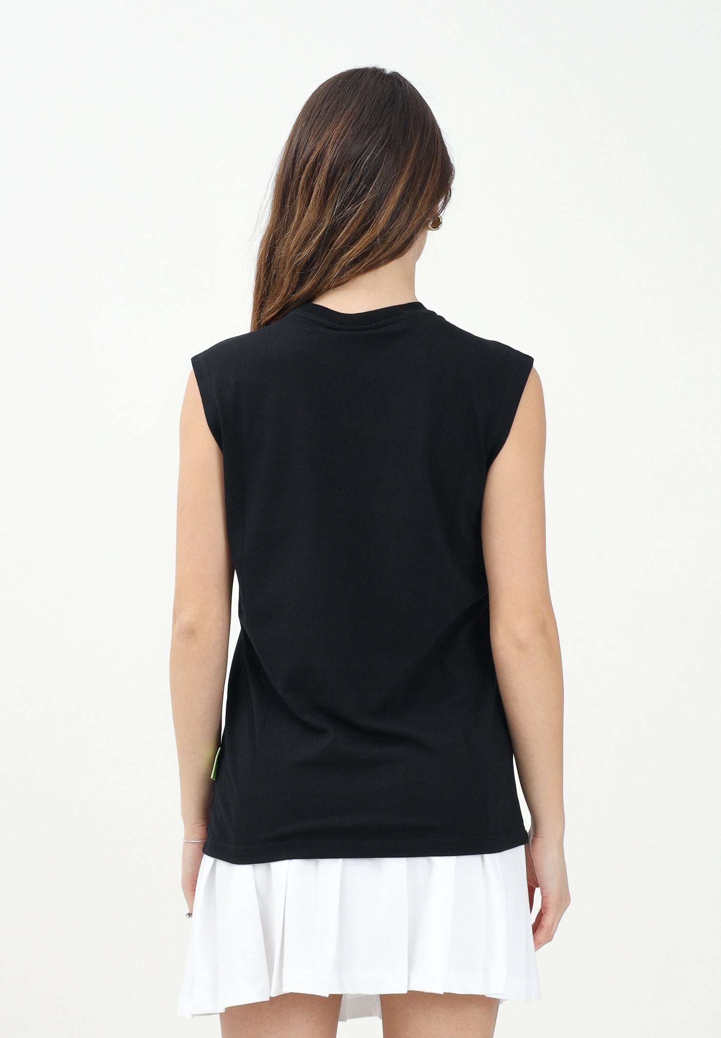 BARROW T-shirt senza maniche nera per donna, ragazzi e bambini con stampa logo S5BKJUTA051 110 BARROW 