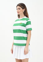 BARROW T-shirt a manica corta per donna, ragazzi e bambini caratterizzata da ampie righe orizzontali verdi e bianche S5BKJUTH013 240 BARROW 