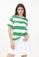 BARROW T-shirt a manica corta per donna, ragazzi e bambini caratterizzata da ampie righe orizzontali verdi e bianche S5BKJUTH013 240 BARROW 