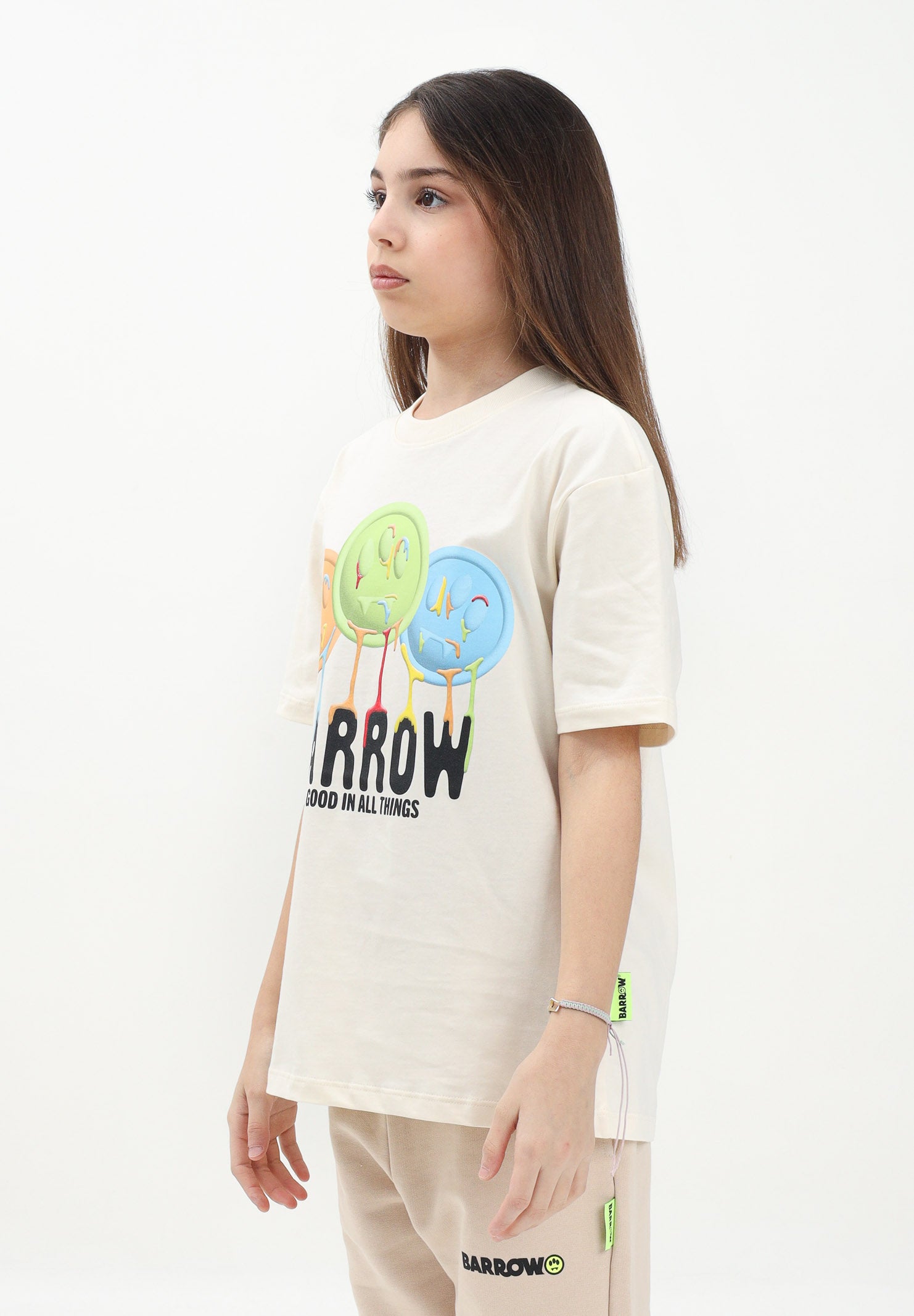 BARROW T-shirt a manica corta beige per donna, ragazzi e bambini con stampa S5BKJUTH068 013 BARROW 