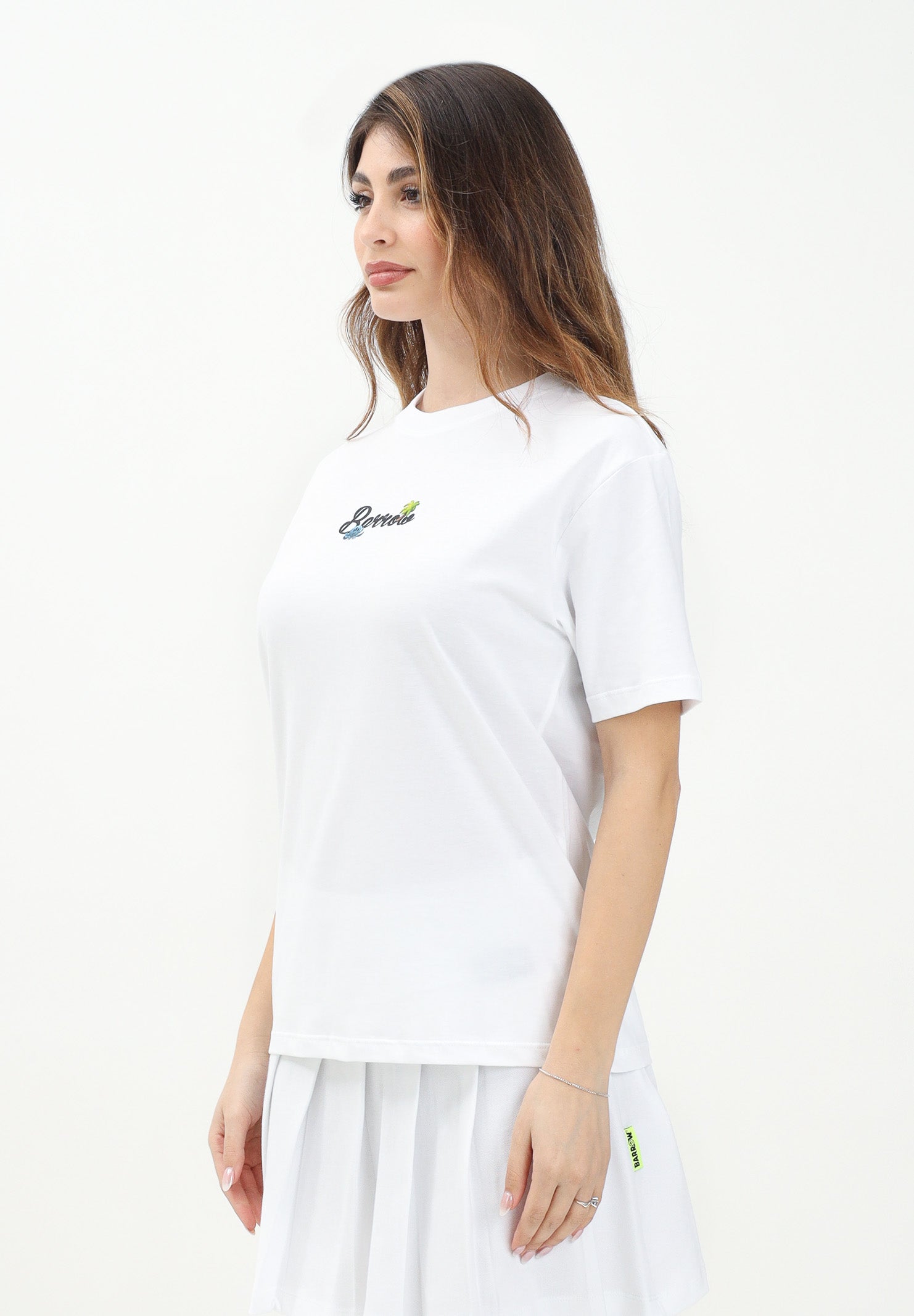 BARROW T-shirt a manica corta bianca per donna, ragazzi e bambini con maxi stampa sul retro S5BKJUTH070 002 BARROW 