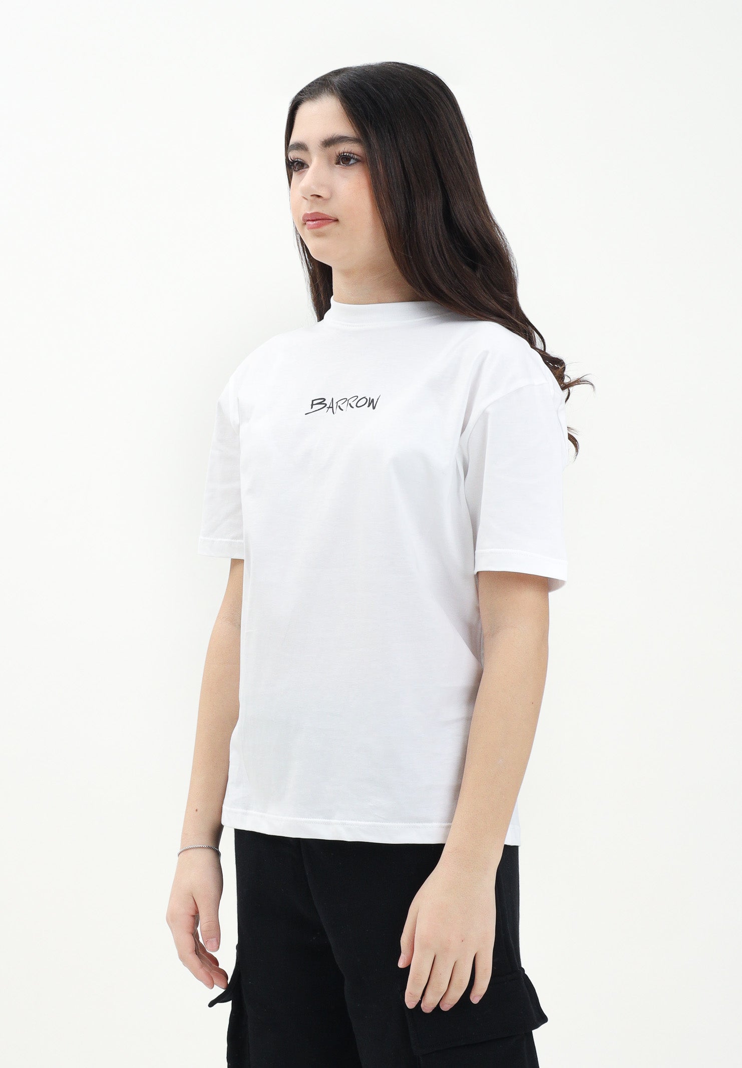 BARROW T-shirt a manica corta bianca per donna, ragazzi e bambini con stampa teddy sul retro S5BKJUTH072 002 BARROW 