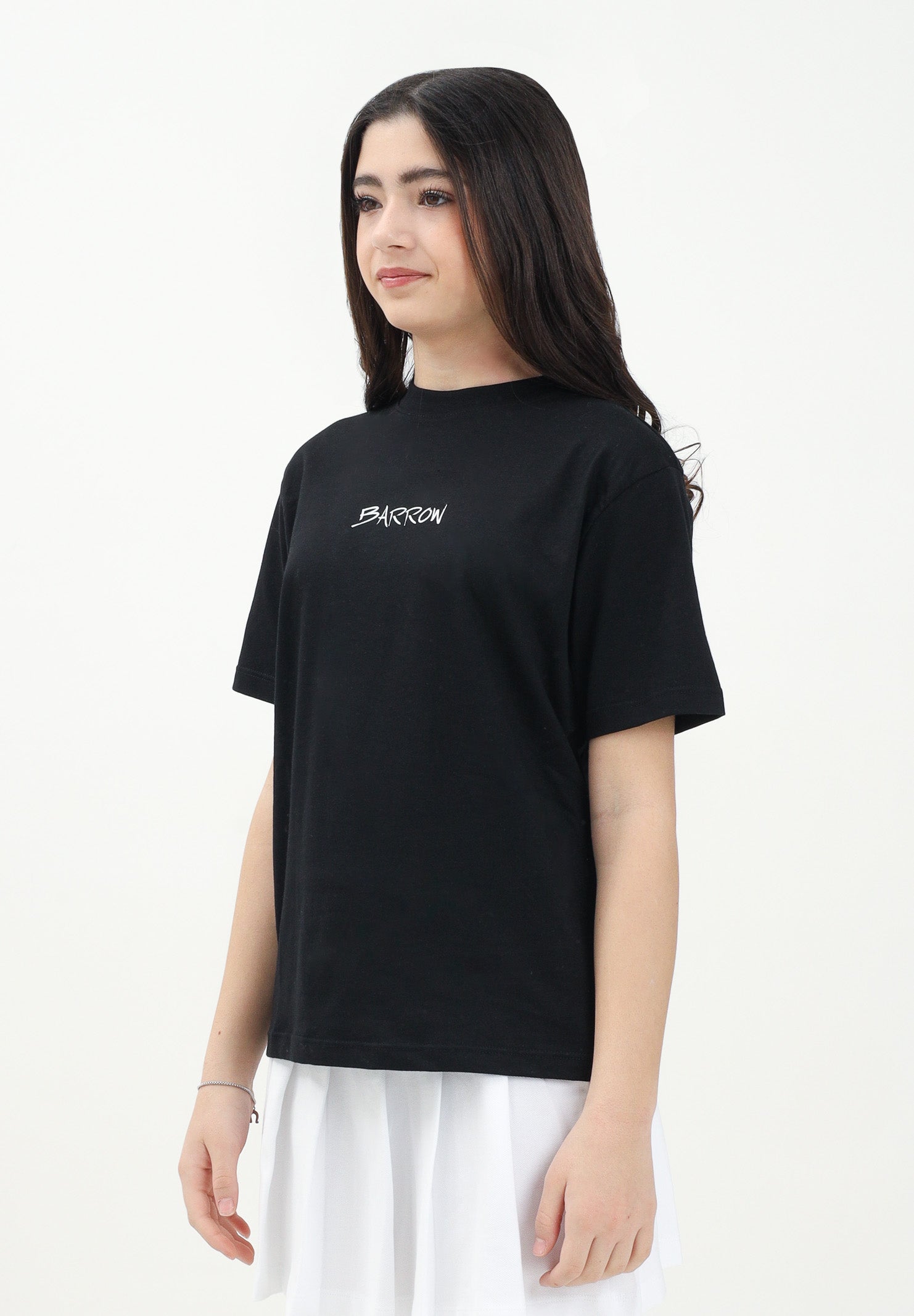 BARROW T-shirt a manica corta nera per donna, ragazzi e bambini con stampa teddy sul retro S5BKJUTH072 110 BARROW 
