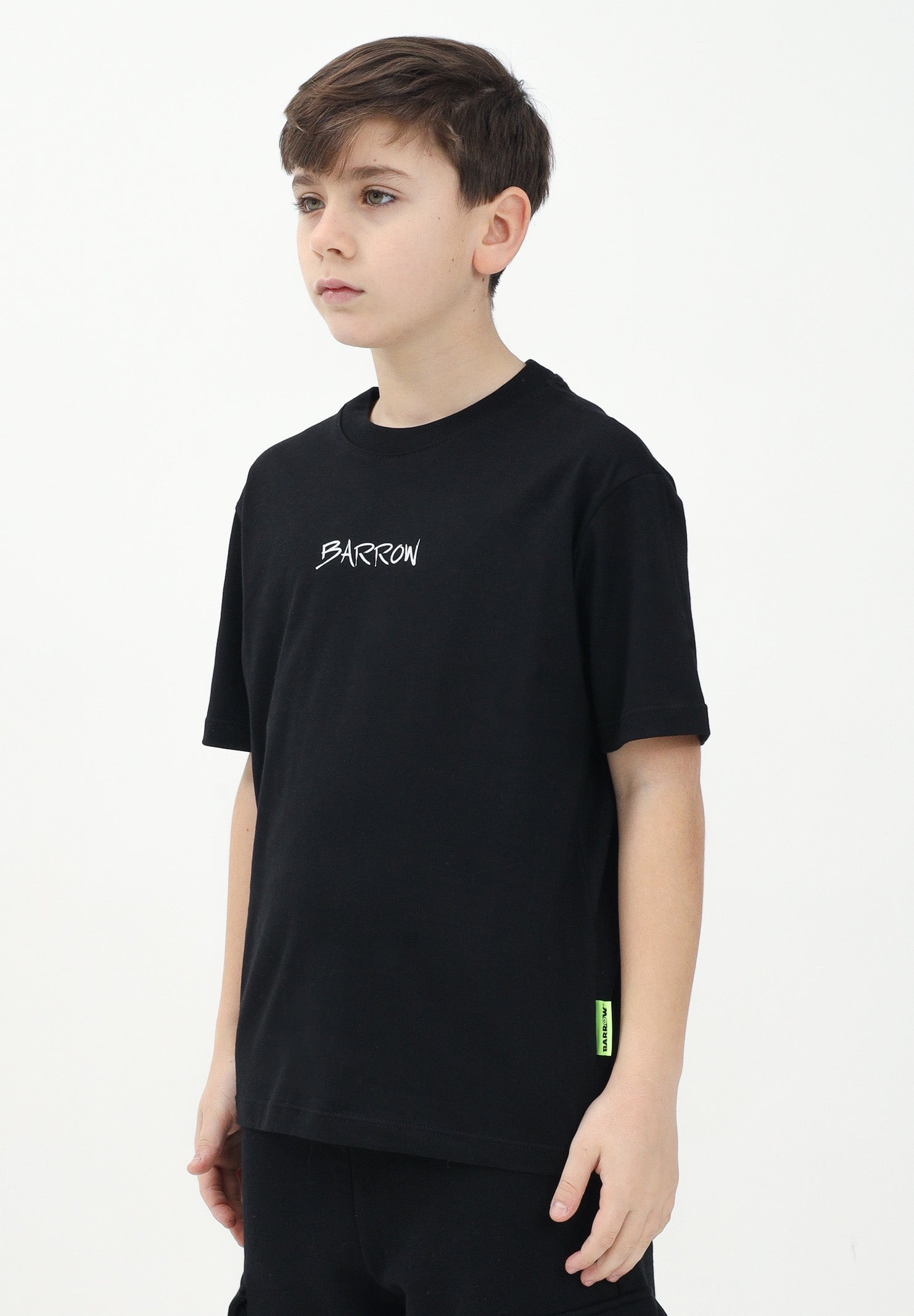 BARROW T-shirt a manica corta nera per donna, ragazzi e bambini con stampa teddy sul retro S5BKJUTH072 110 BARROW 