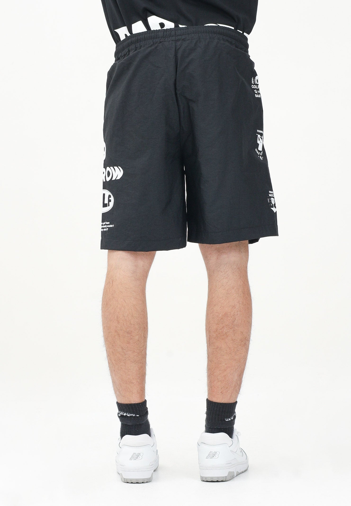 BARROW Shorts sportivo nero per uomo e donna con stampa S5BWUABE009 110 BARROW 