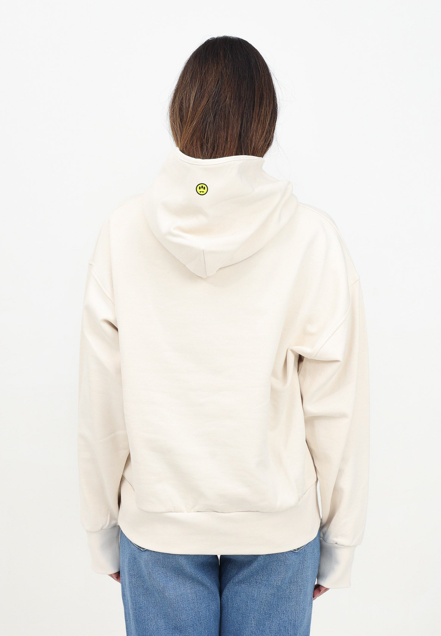 BARROW Felpa con cappuccio vaniglia per uomo e donna rifinita da logo e smile S5BWUAHS083 BW029 BARROW 