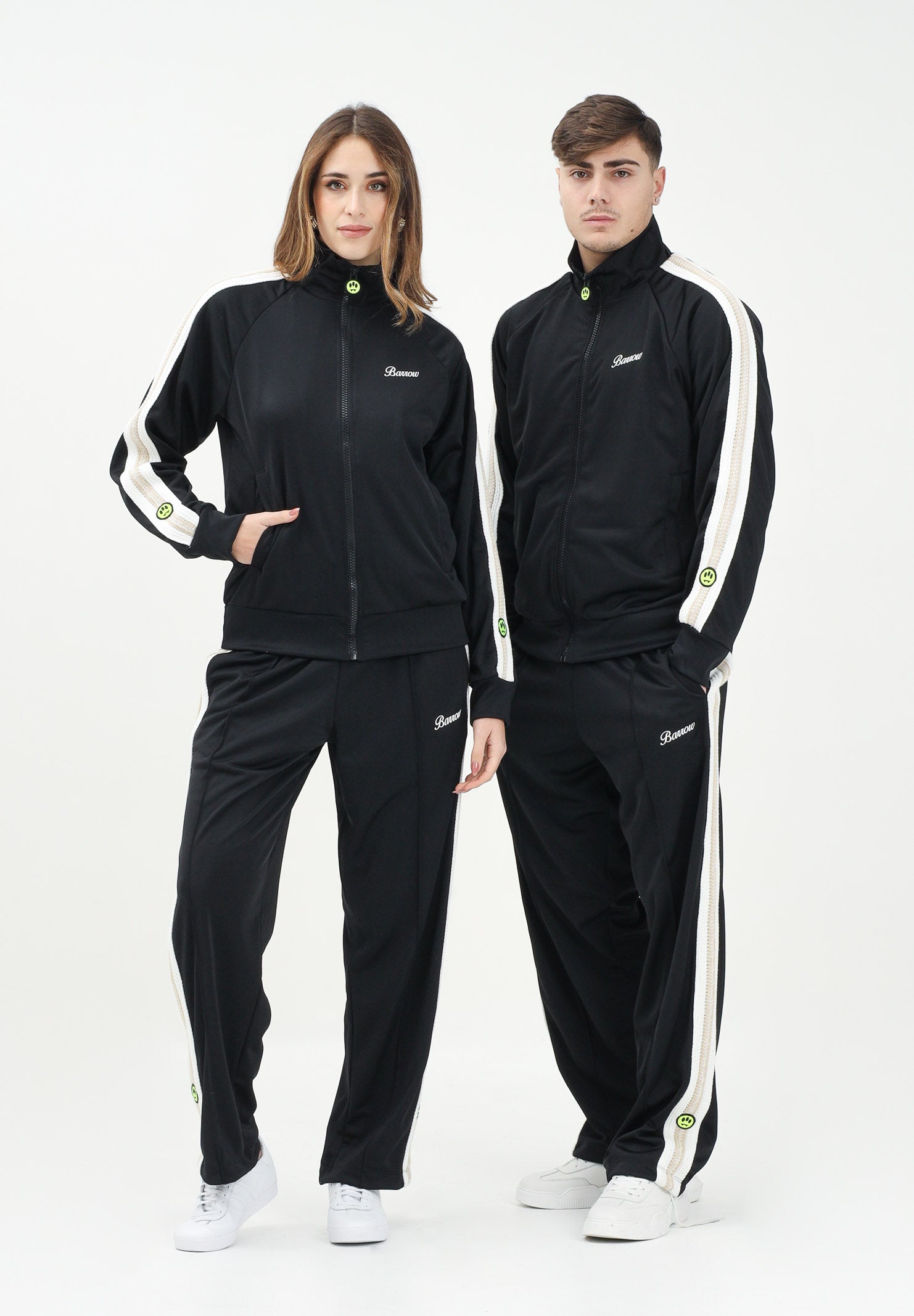 BARROW Pantalone sportivo nero per uomo e donna con bande laterali a contrasto S5BWUAPA016 110 BARROW 