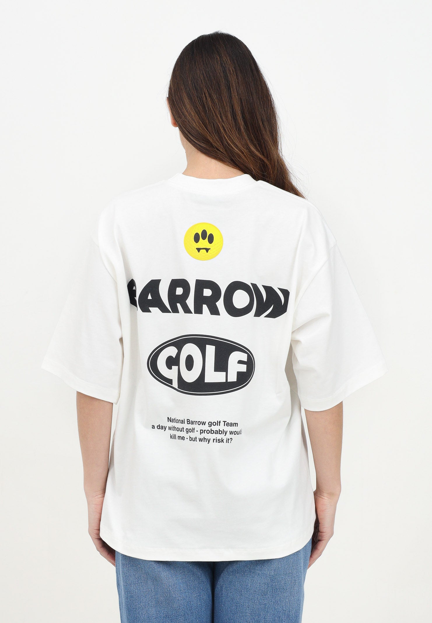 BARROW T-shirt a manica corta bianca per uomo e donna con maxi stampa S5BWUATH010 002 BARROW 