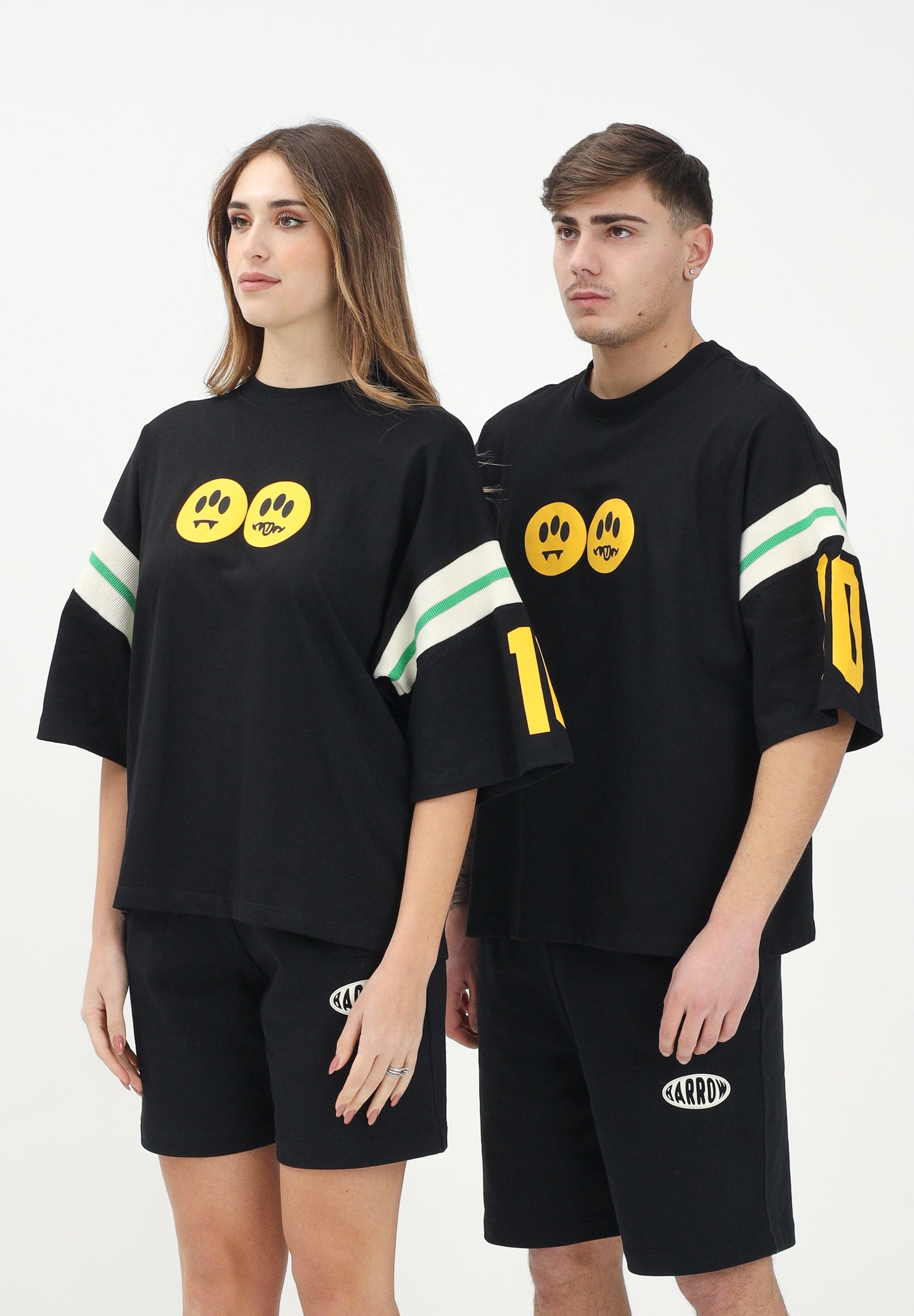 BARROW T-shirt a manica corta nera per uomo e donna con grafica Barrow S5BWUATH030 110 BARROW 