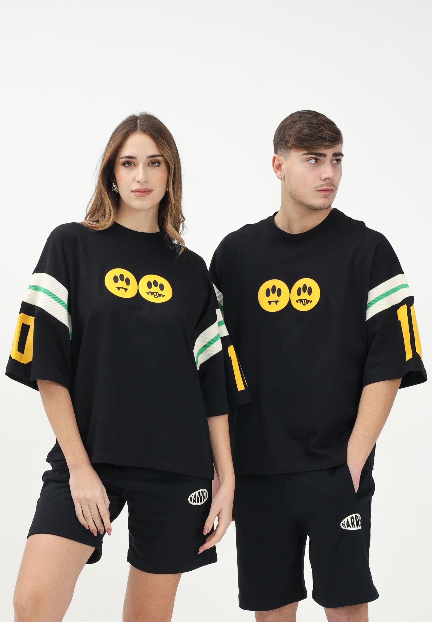 BARROW T-shirt a manica corta nera per uomo e donna con grafica Barrow S5BWUATH030 110 BARROW 