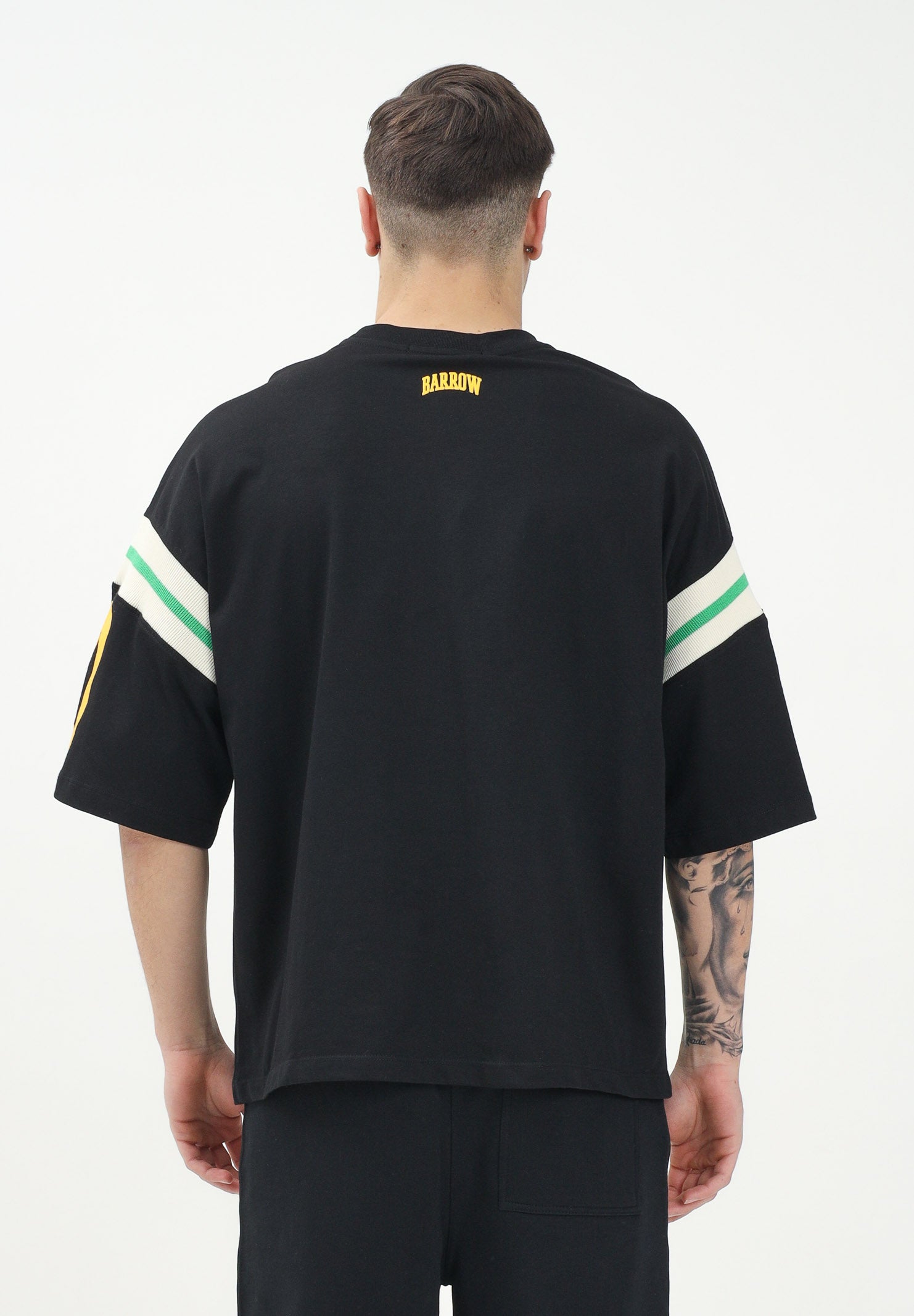 BARROW T-shirt a manica corta nera per uomo e donna con grafica Barrow S5BWUATH030 110 BARROW 
