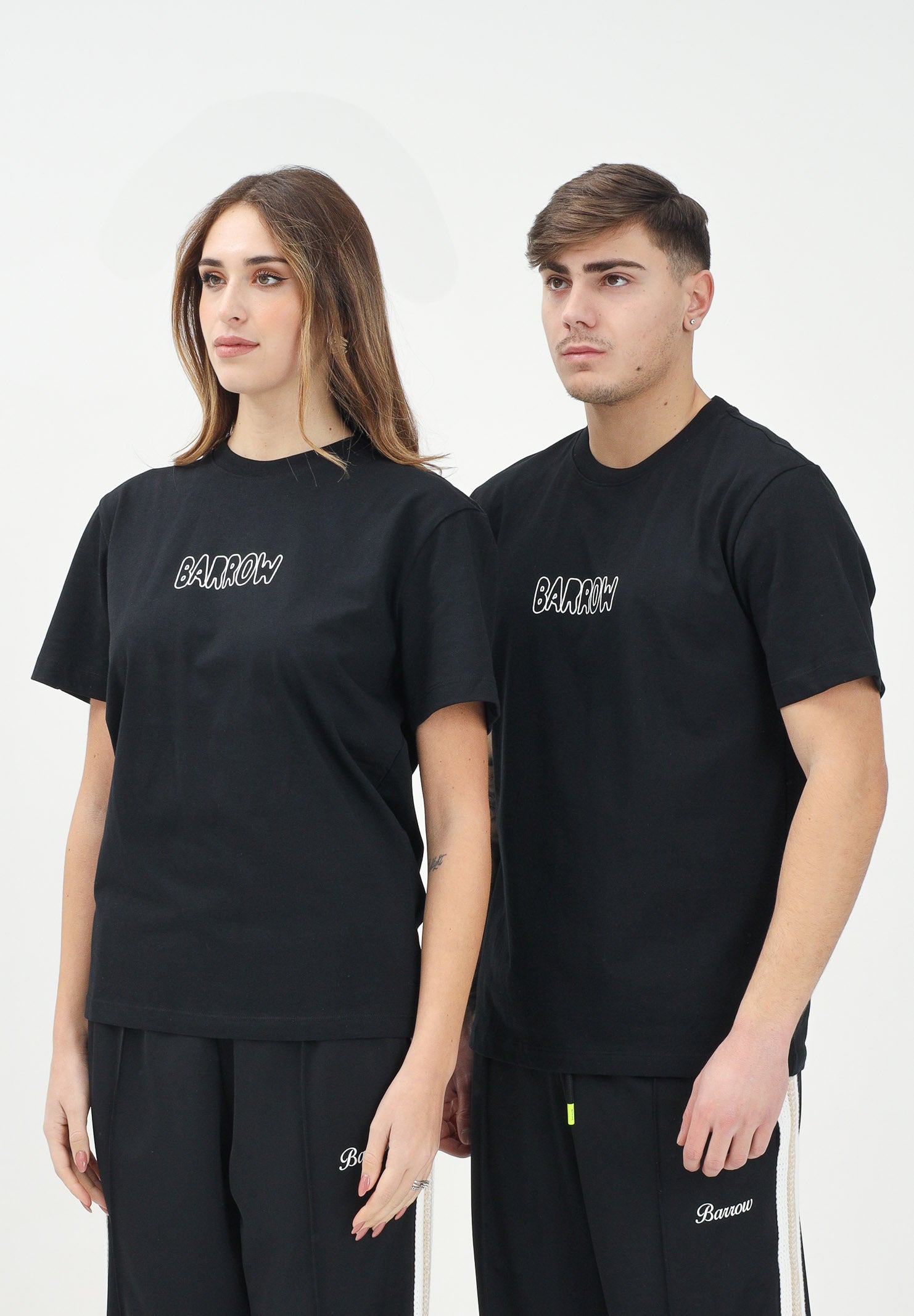 BARROW T-shirt a manica corta nera per uomo e donna con stampa S5BWUATH053 110 BARROW 