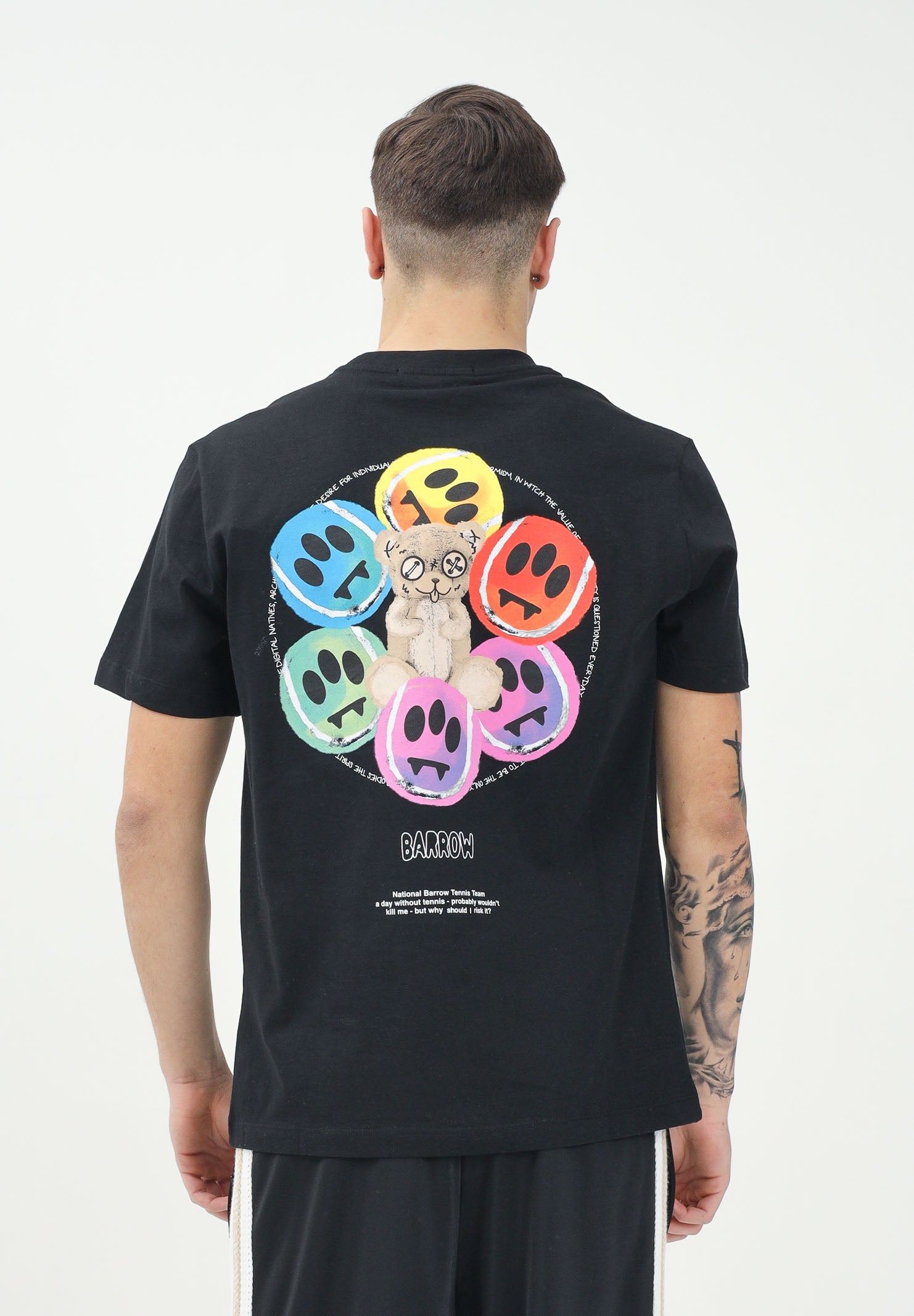 BARROW T-shirt a manica corta nera per uomo e donna con stampa S5BWUATH053 110 BARROW 