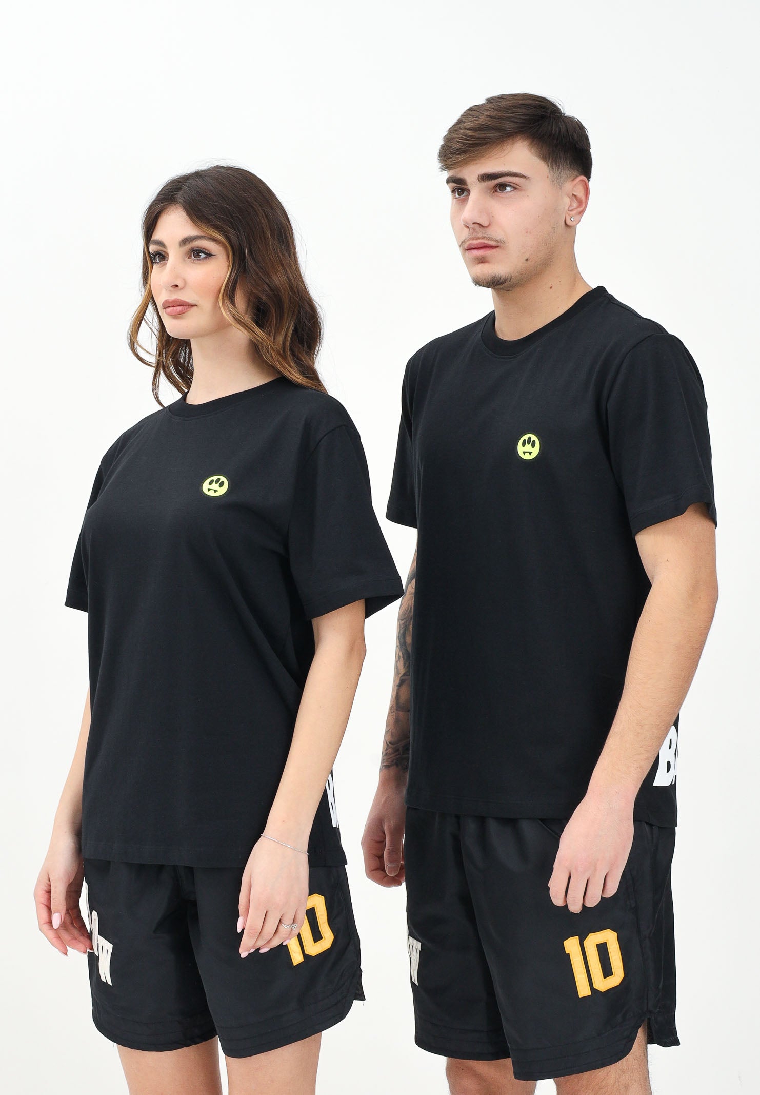 BARROW T-shirt a manica corta nera per uomo e donna con stampa logo S5BWUATH087 110 BARROW 
