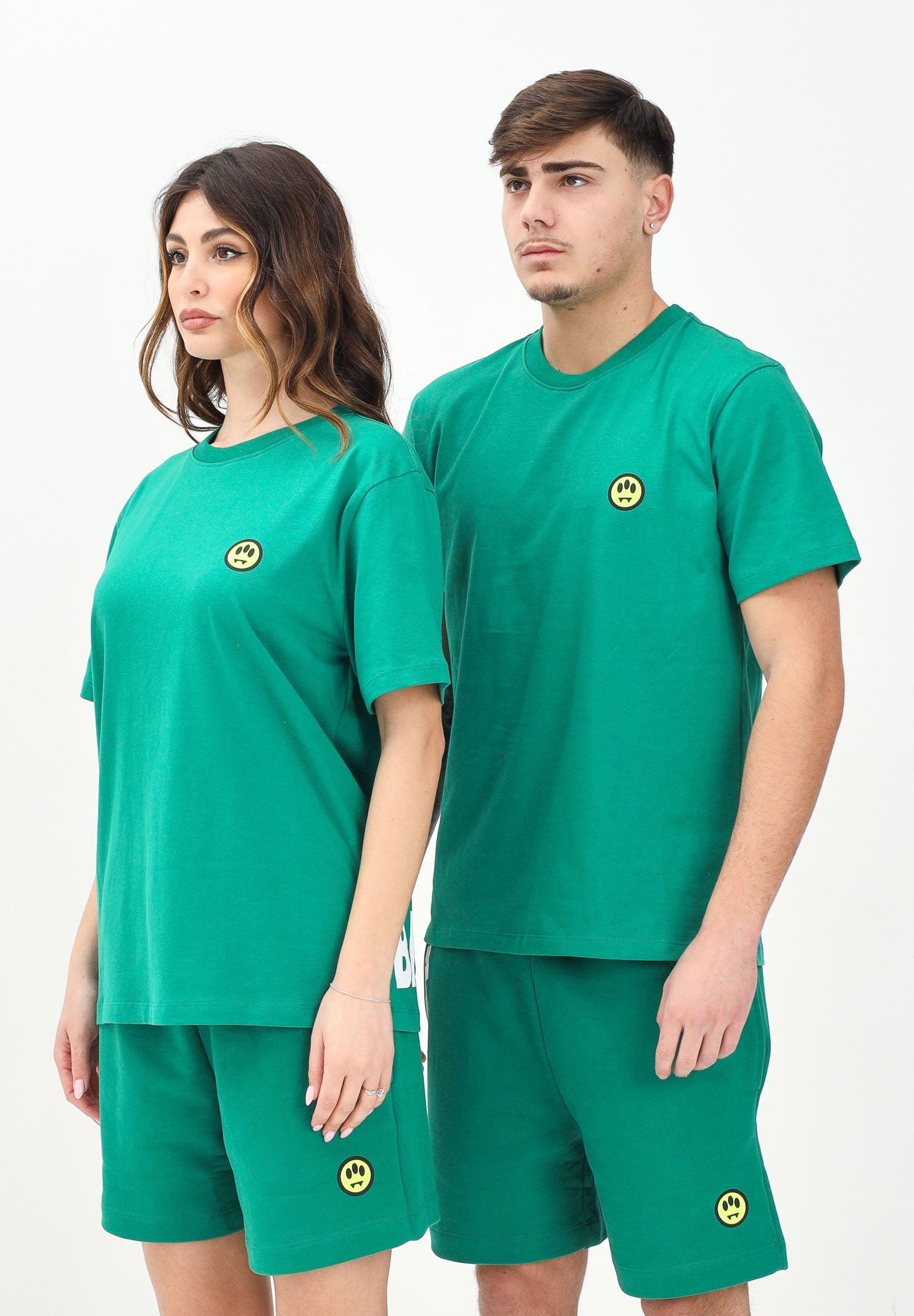 BARROW T-shirt a manica corta verde per uomo e donna con stampa logo S5BWUATH087 BW030 BARROW 