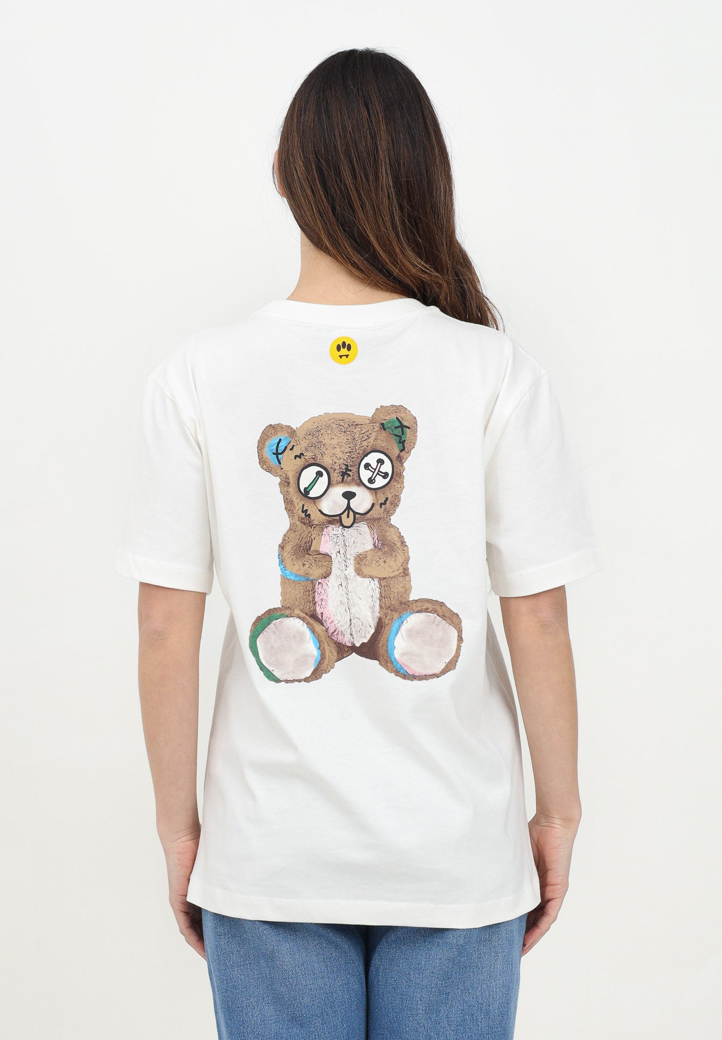 BARROW T-shirt a manica corta bianca per uomo e donna con stampa teddy S5BWUATH150 002 BARROW 