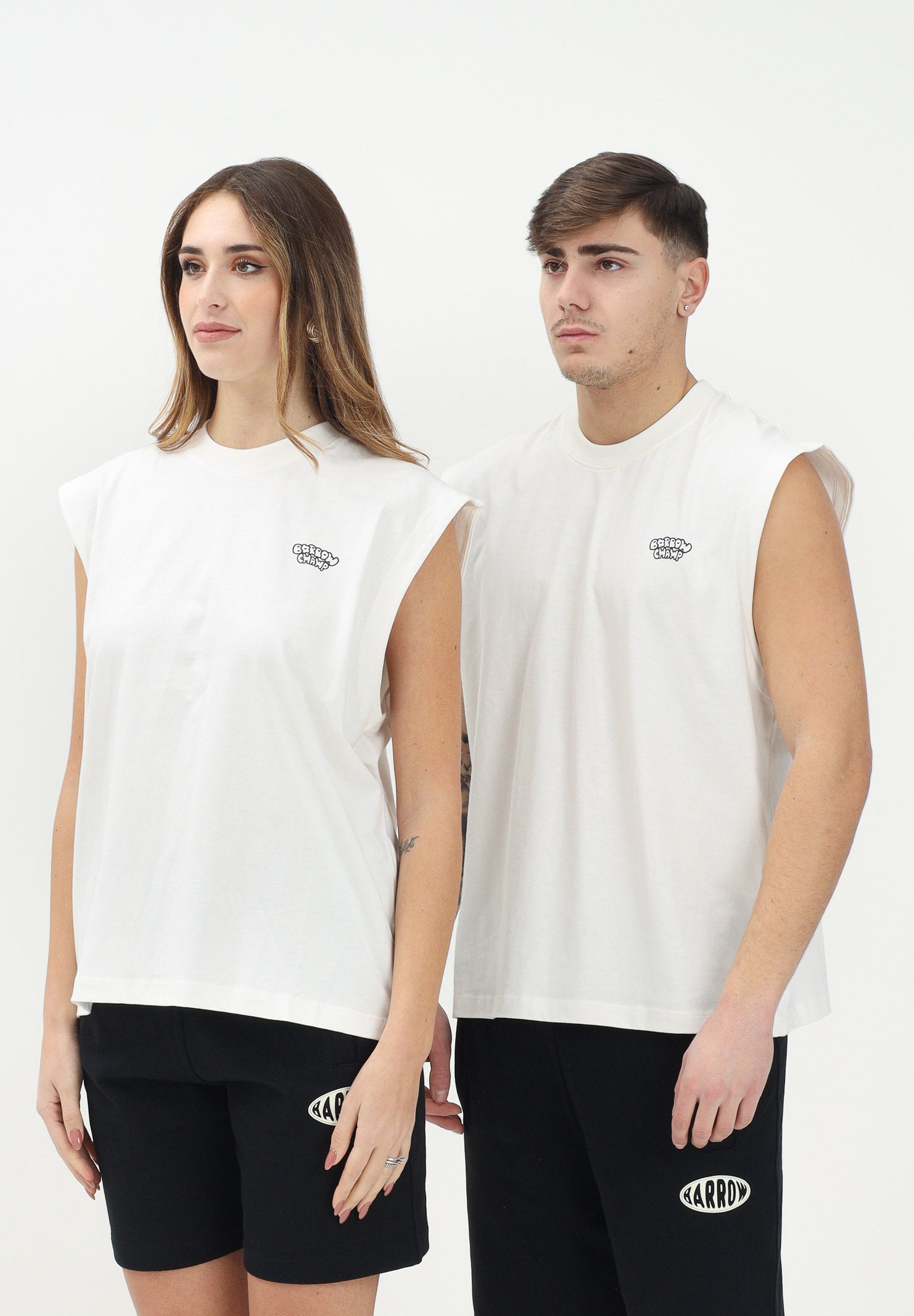 BARROW Canotta panna per uomo e donna con maxi stampa sul retro S5BWUATH160 002 BARROW 