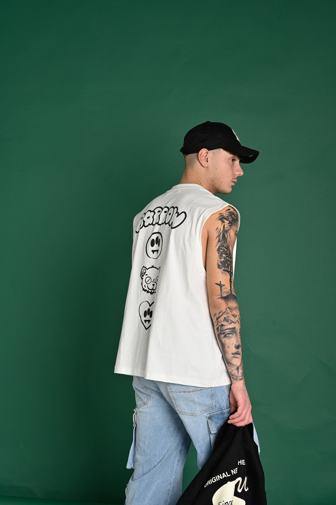 BARROW Canotta panna per uomo e donna con maxi stampa sul retro S5BWUATH160 002 BARROW 