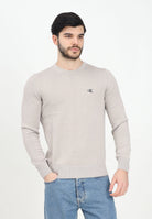 Maglioncino girocollo beige da uomo con logo J30J326745 PAN CALVIN KLEIN JEANS 