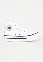 Sneakers Chuck Taylor All Star Platform Leather bianche per bambino e bambina A01016C . CONVERSE 