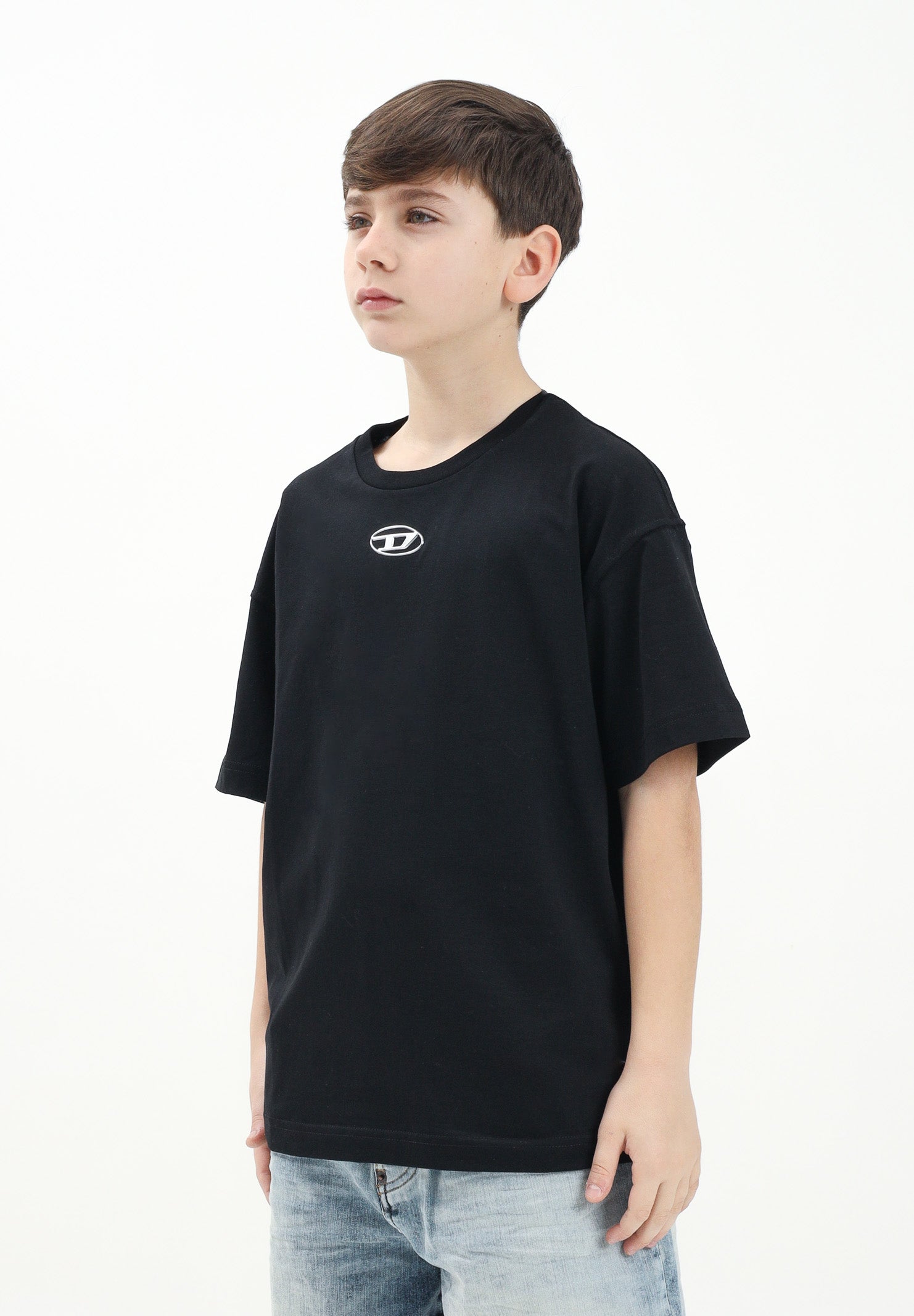 DIESEL T-shirt a manica corta Tmarcus Over nera per donna, ragazzi e bambini J0202200YI9 K900 DIESEL 