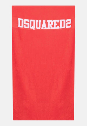 Telo mare rosso per uomo e donna con logo jacquard D7P005450 613 DSQUARED2 
