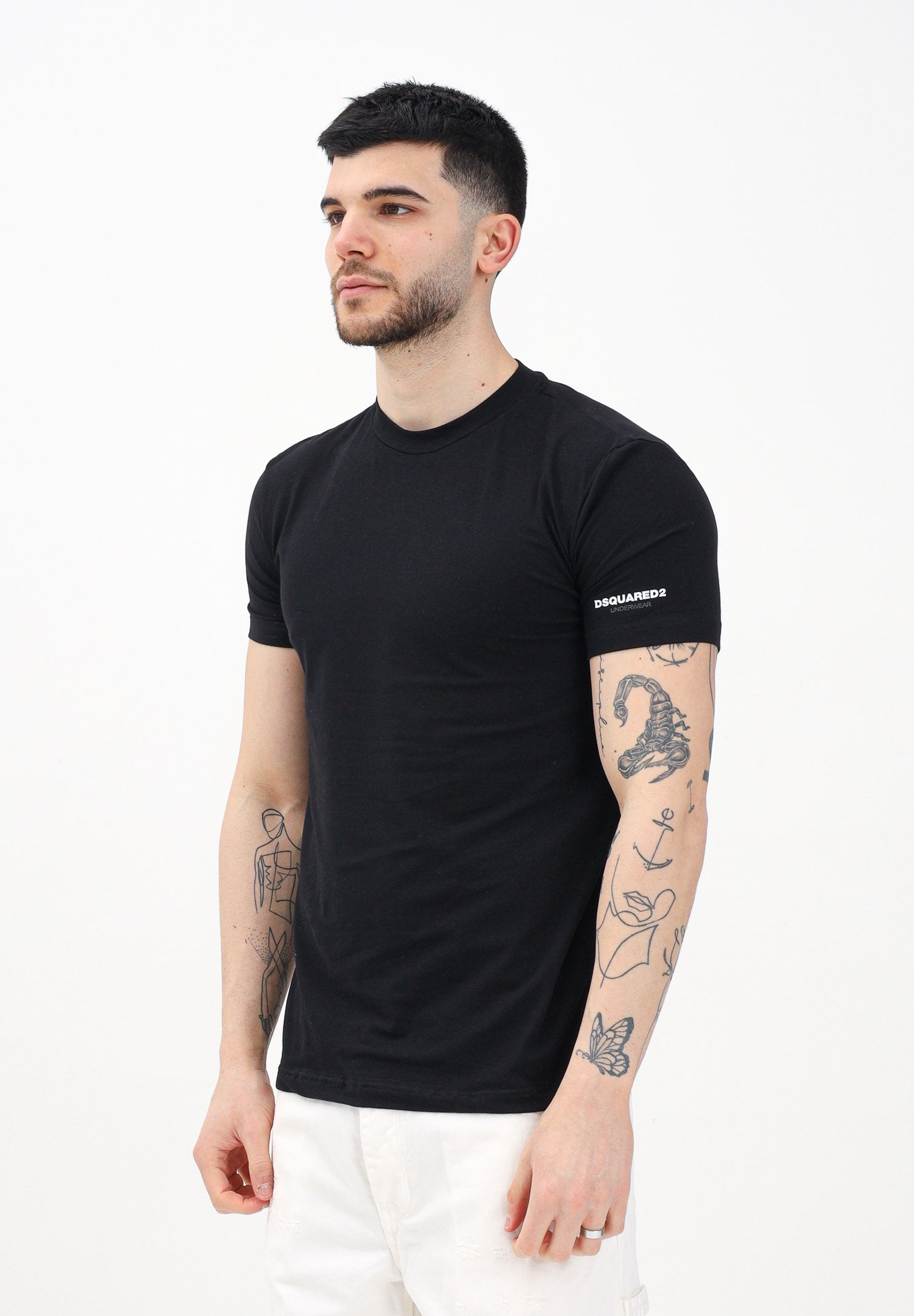 DSQUARED2 T-shirt a manica corta nera da uomo con stampa logo DCX250070 010 DSQUARED2 