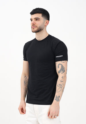 DSQUARED2 T-shirt a manica corta nera da uomo con stampa logo DCX250070 010 DSQUARED2 