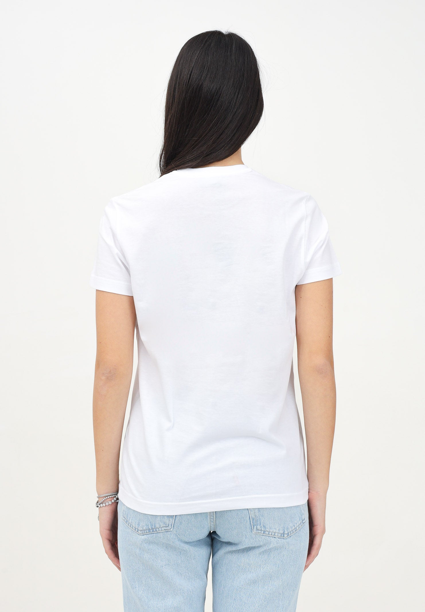 DSQUARED2 T-shirt a manica corta bianca per donna e bambina con stampa logo lettering DQ2478D004G DQ100 DSQUARED2 