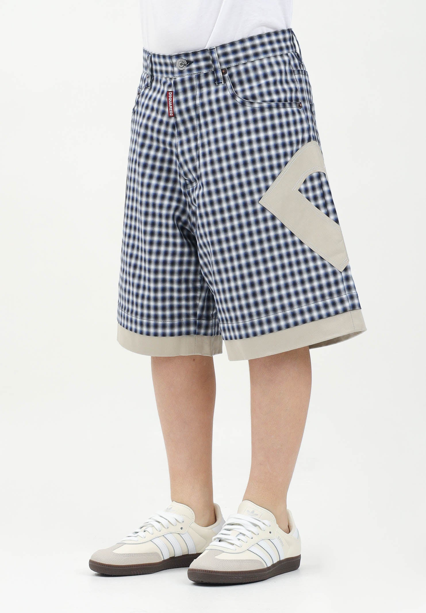 DSQUARED2 Bermuda a quadretti blu e bianchi per donna, ragazzi e bambini rifinito da logo DQ2718D0ABP DQ870 DSQUARED2 