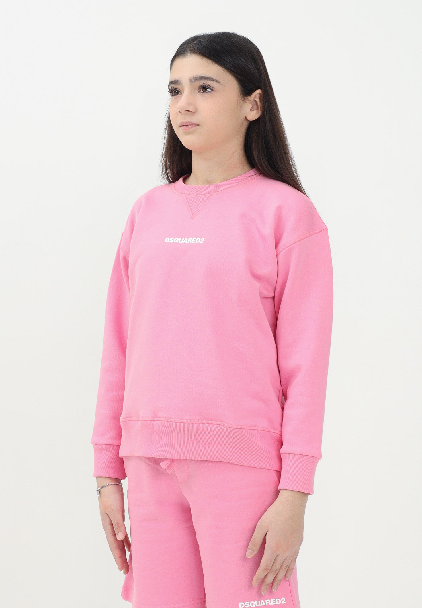 DSQUARED2 Felpa girocollo rosa per donna, ragazze e bambine con stampa logo DQ2739D0094 DQ321 DSQUARED2 